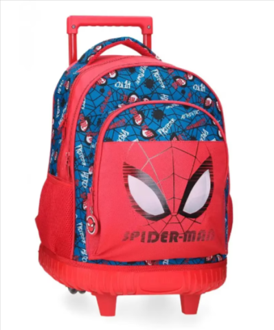 Ghiozdane și rucsacuri - Ghiozdan troler Spiderman albastru rosu 2 compartimente 32 x 43 x 21 cm