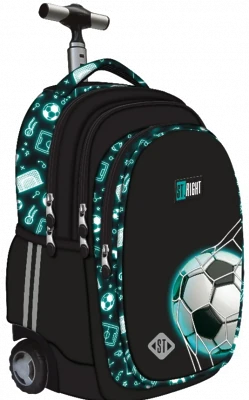 Rechizite școlare - Ghiozdan Troller Neon Football St Right roti silicon 26L baieti