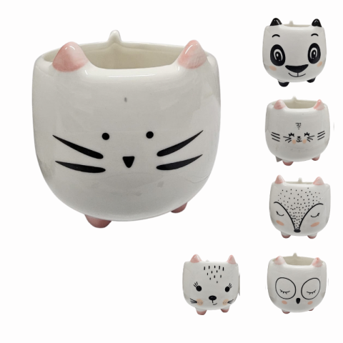 Noutăți Librăria Compas - Ghiveci ceramic animalute diverse modele 8 x 8 x 8 cm