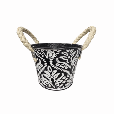 Ghiveci metalic cu manere din sfoara 13 x 9.5 x 9.3 cm culori diferite [3]