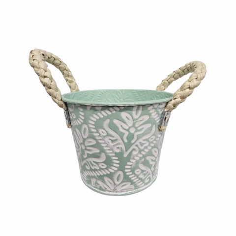 Ghiveci metalic cu manere din sfoara 13 x 9.5 x 9.3 cm culori diferite [2]