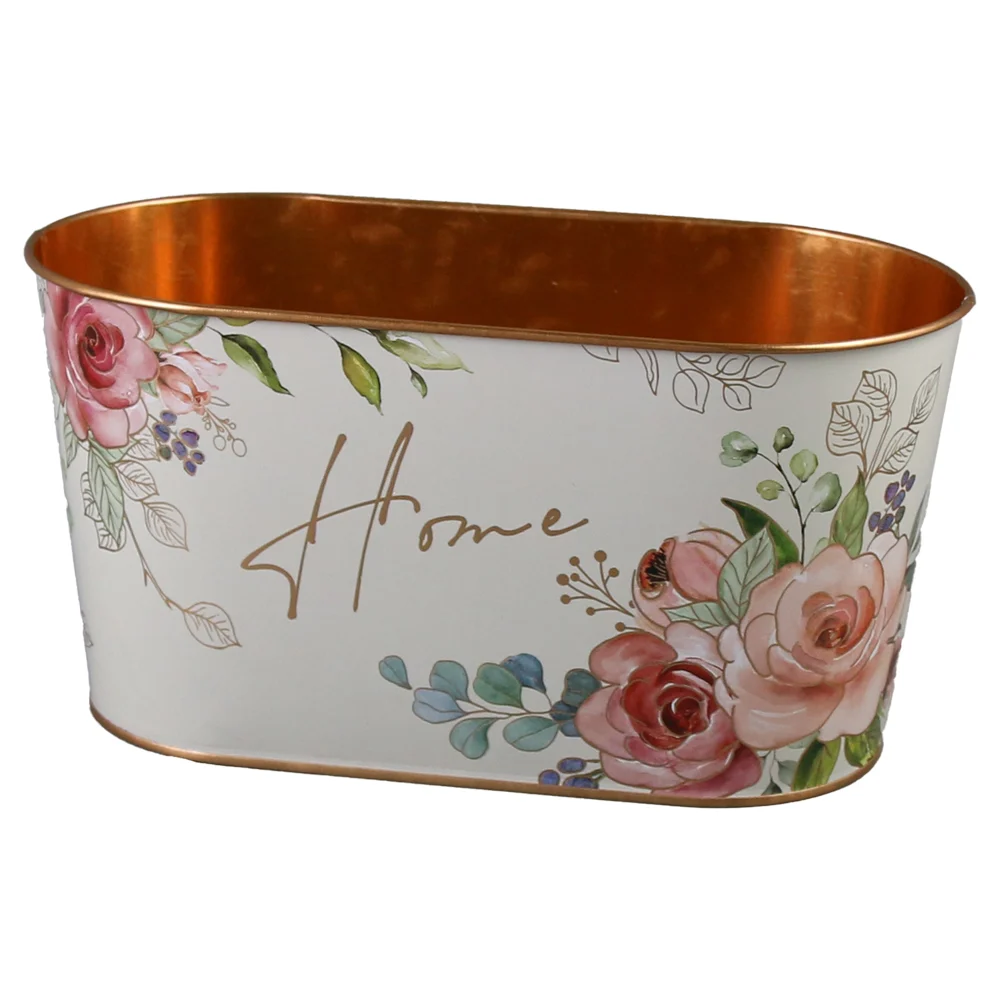 Noutăți Librăria Compas - Ghiveci oval din metal 23x12 cm trandafiri