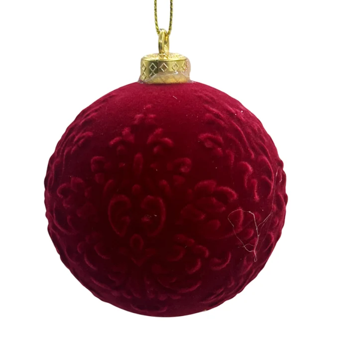 Noutăți Librăria Compas - Glob de Craciun Royal Burgundy cu textura catifelata 8 cm