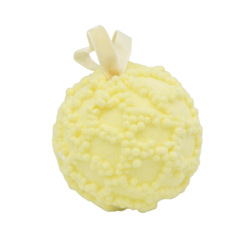 Decorațiuni și articole de Crăciun - Glob din polistiren cu puf si romburi 8 cm galben