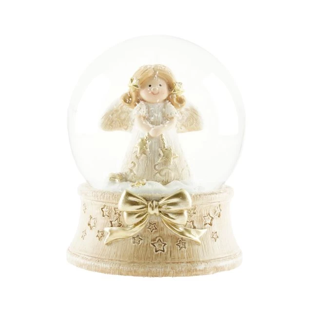 Noutăți Librăria Compas - Glob de zapada din sticla cu inger 8.5x6.5 cm bej/auriu