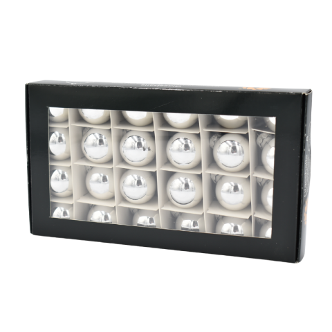 Decorațiuni și articole de Crăciun - Glob din sticla argintiu lucios 2.5 cm 24/set