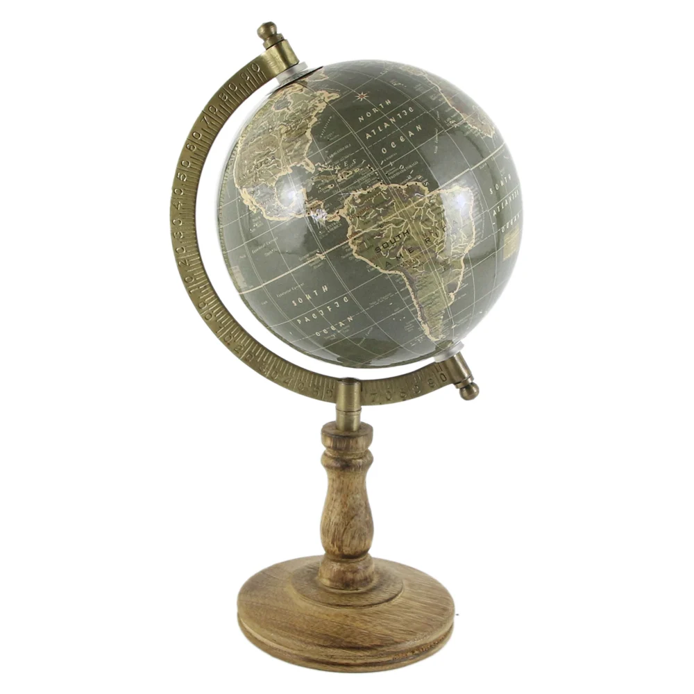 Accesorii școlare - Glob pamantesc vintage pe suport din lemn 15×27 cm