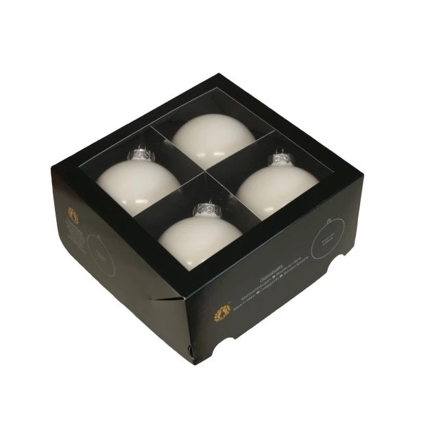 Decorațiuni și articole de Crăciun - Glob sticla 10 cm opal alb 4/set
