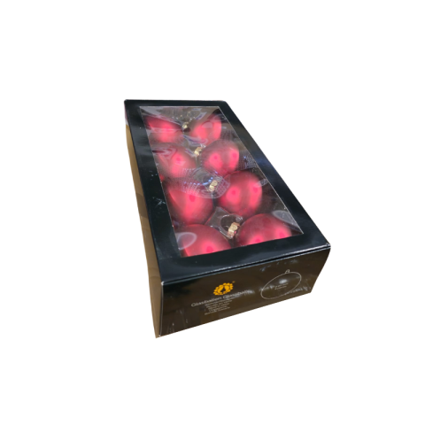 Globuri Crăciun - Glob sticla 8cm rosu mat 8 buc /set