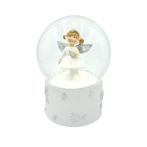 Noutăți Librăria Compas - Glob zapada inger  inima ras 11.5x9.5x9.5cm alb argintiu