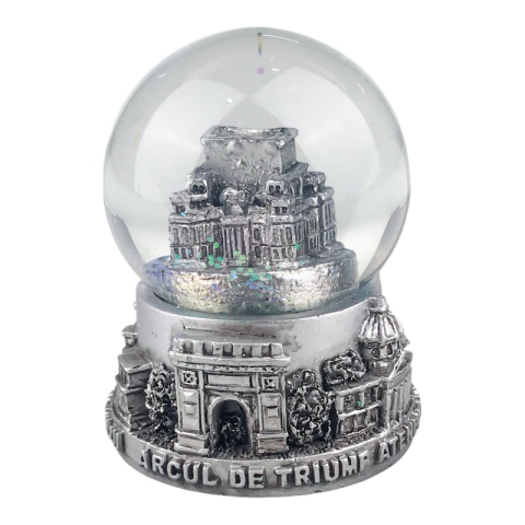 Ornamente și figurine decorative - Glob sticla 7x9 cm Arcul de Triumf Bucuresti