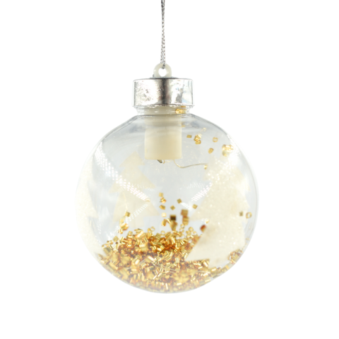 Noutăți Librăria Compas - Glob Craciun 8 cm transparent cu sclipici auriu