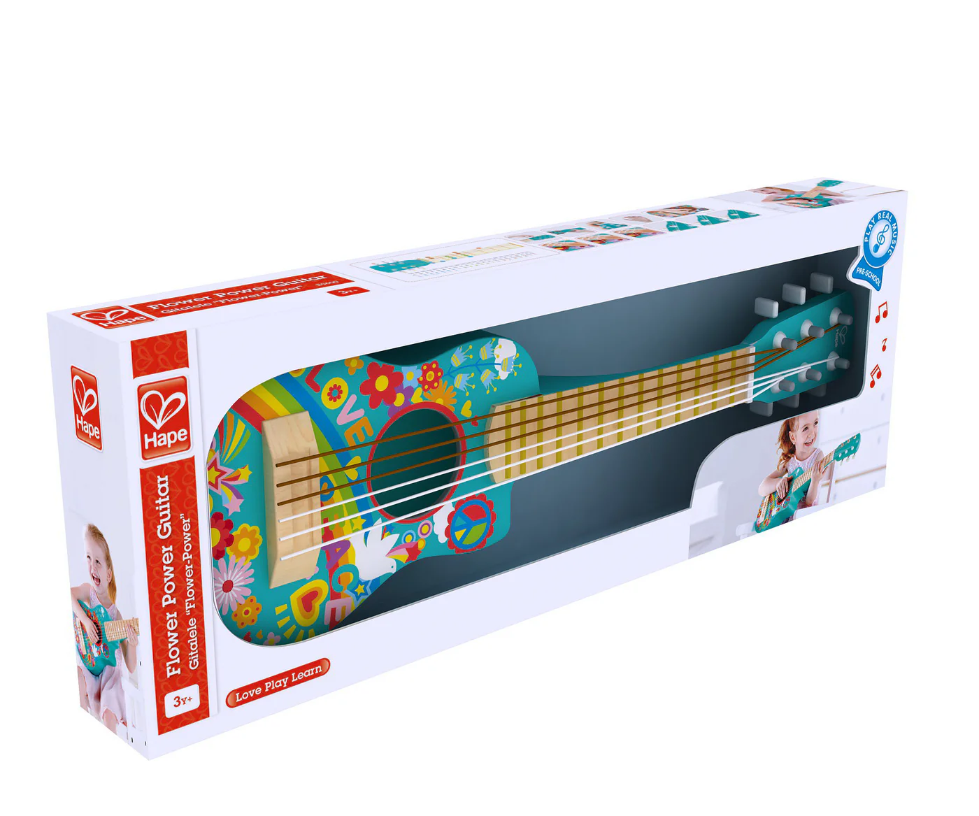 Jucării interactive și tematice - Ghitara Hape boho Flower Power