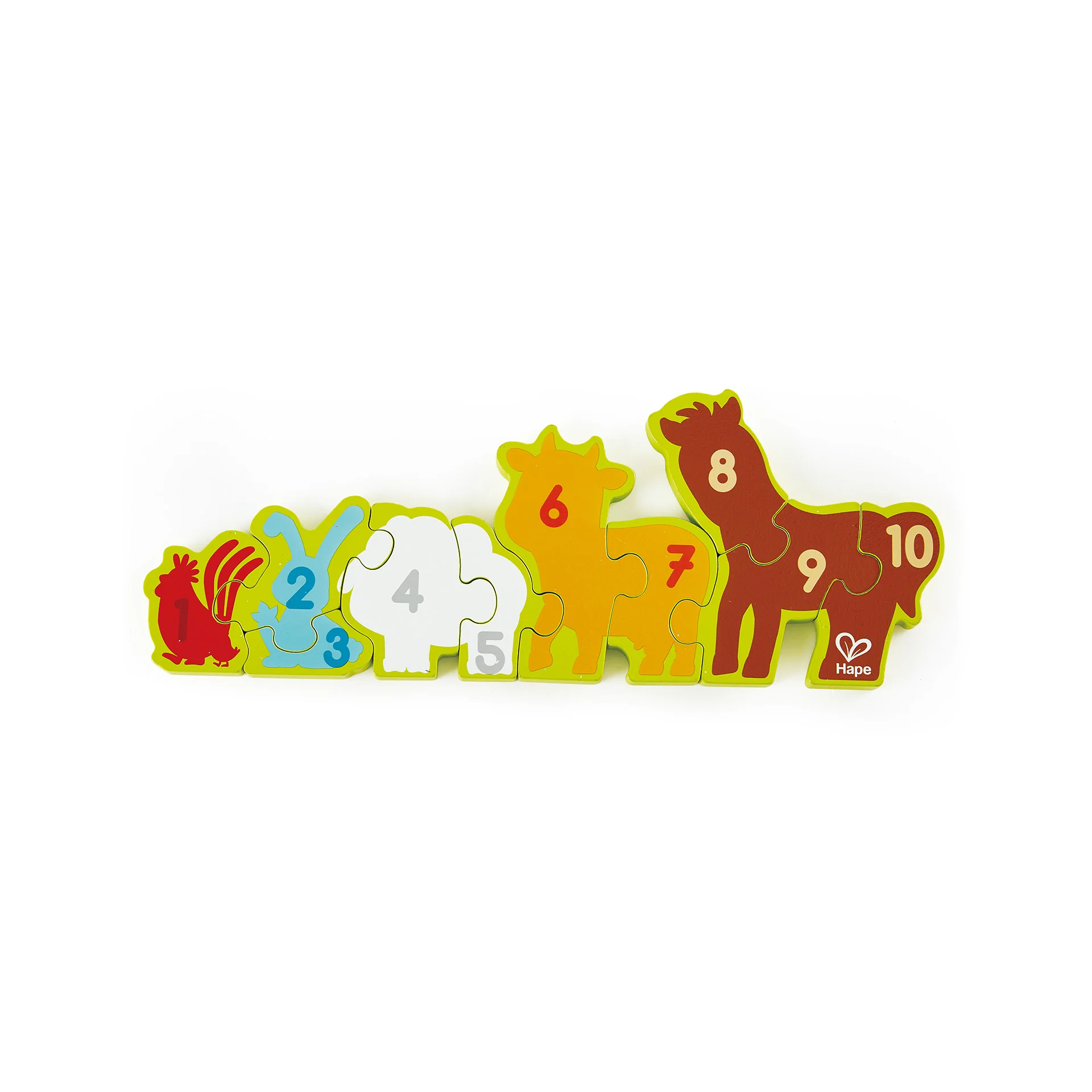 Puzzle din Lemn Hape cu Numere si Animale de la Ferma 34.2 x 1.2 x 13 cm [2]