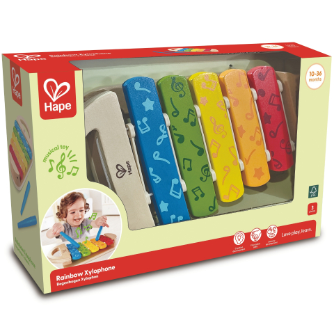 Jucării și jocuri - Jucarie din lemn Xylofon curcubeu 30 x 18 cm