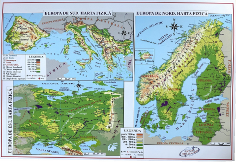 Harta de perete Europa pliabilă – fizică și politică, plastifiată cu șnur [3]