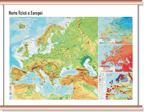 Ghiduri și hărți - Harta fizica a Europei Cartographia 1:14.000.000