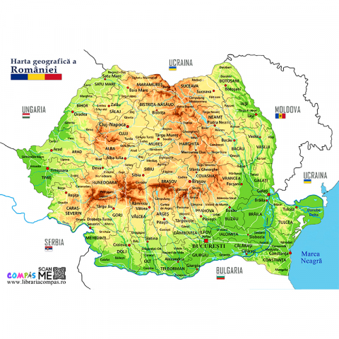 Lupe și articole educative - Harta geografica a Romaniei A4 model infoliat