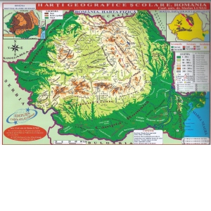 Cărți - Harta fizica a Romaniei pliata