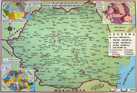 Ghiduri și hărți - Harta de perete Europa pliabilă – fizică și politică, plastifiată cu șnur