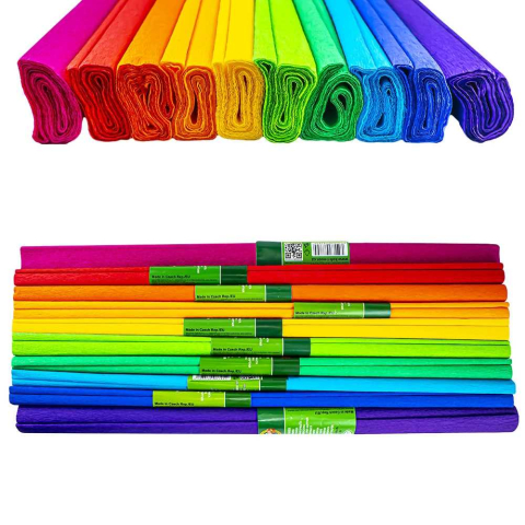 Hârtie pentru lucru manual - Hartie creponata 200x50 cm curcubeu 10 culori Koh-I-Noor
