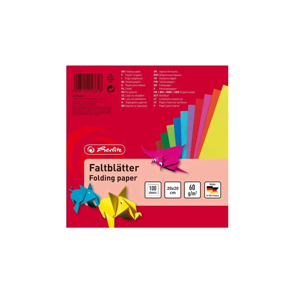 Caiete școlare și hârtie - Hartie origami 60 g 20x20 cm 100 file Herlitz