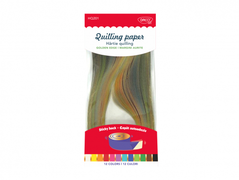 Noutăți Librăria Compas - Hârtie quilling 42.5×0.5 cm 200/set 12 culori cu margini aurite Daco