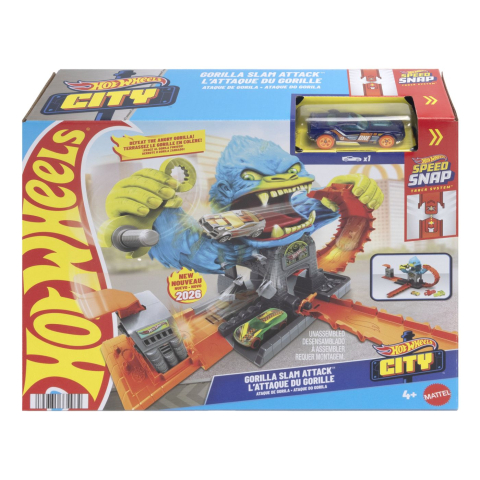 Mașinuțe de jucărie - HOT WHEELS CITY PISTA INAMICILOR ATACUL GORILEI