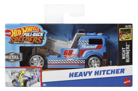 Mașinuțe de jucărie - HOT WHEELS MASINUTA METALICA CU SISTEM PULL BACK HEAVY HITCHER SCARA 1:43