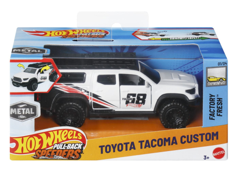 Vehicule de jucărie - HOT WHEELS MASINUTA METALICA CU SISTEM PULL BACK TOYOTA TACOMA CUSTOM FACTORY FRESH SCARA 1:43