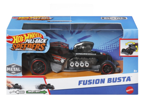Mașinuțe de jucărie - HOT WHEELS MASINUTA METALICA CU SISTEM PULL FUSION BUSTA SCARA 1:43
