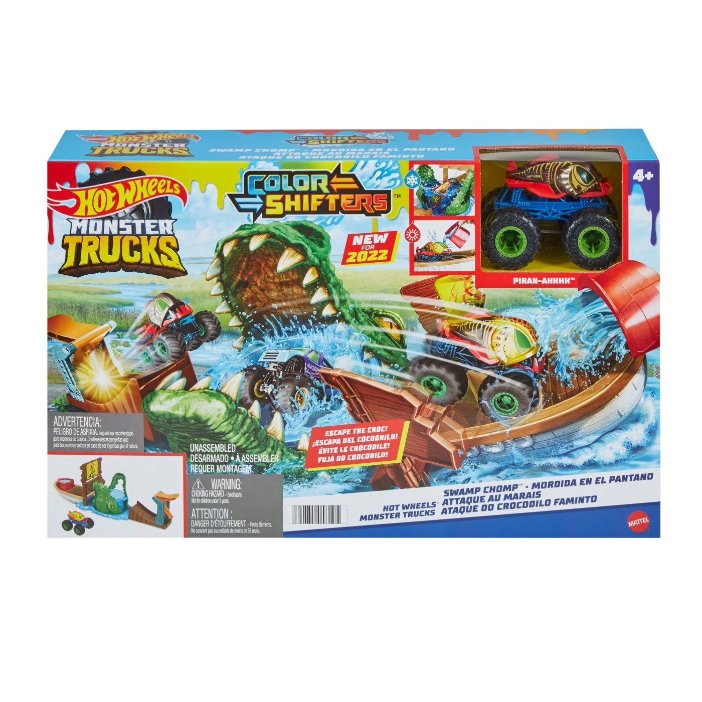 Mașinuțe de jucărie - Hot Wheels Monster Truck Color Shifters Atacul Crocodilului