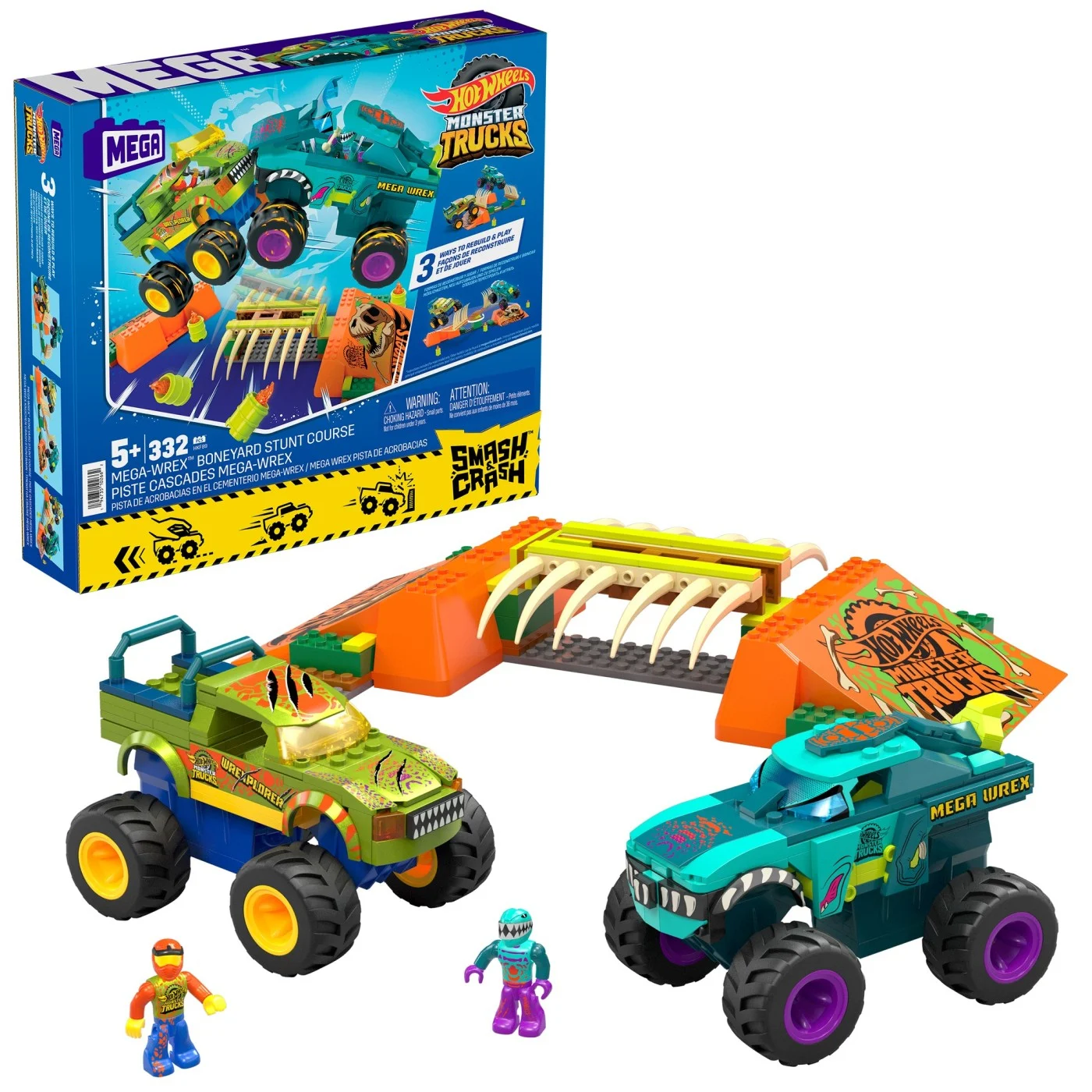 Mașinuțe de jucărie - Hot Wheels Monster Truck Mega Bloks Set Mega Wrex