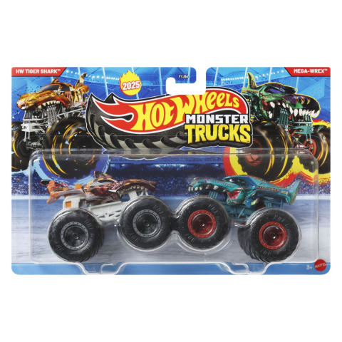 Vehicule de jucărie - HOT WHEELS MONSTER TRUCK SET 2 MASINI HW TIGER SHARK SI MEGA WREK SCARA 1 LA 64