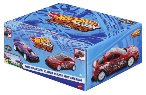 HOT WHEELS SET 2 MASINUTE METALICE PULL BACK MOD SPEEDER SI 2004 MAZDA RX8 CUSTOM 1:43 [1]