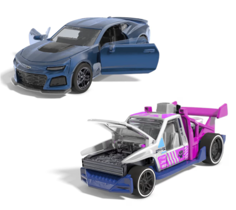 Mașinuțe de jucărie - Set 2 masinute metalice Hot Wheels Pull Back Camaro ZL1 2022 si Lolux scara 1 la 43