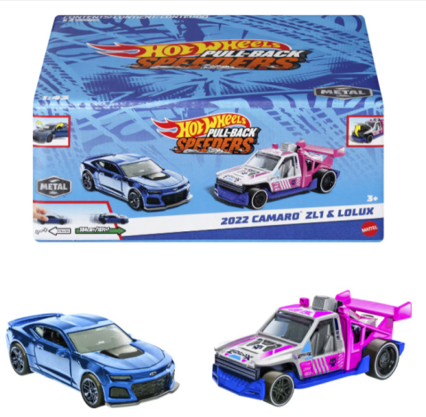 Set 2 masinute metalice Hot Wheels Pull Back Camaro ZL1 2022 si Lolux scara 1 la 43 [1]