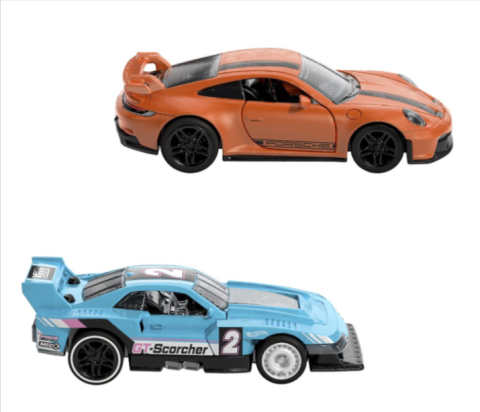 Set 2 masinute metalice Hot Wheels Pull Back GT-Scorcher si Porsche 911 GT3 scara 1 la 43 [1]
