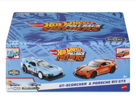 Set 2 masinute metalice Hot Wheels Pull Back GT-Scorcher si Porsche 911 GT3 scara 1 la 43 [2]