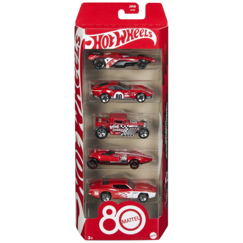 Vehicule de jucărie - HOT WHEELS SET 5 MASINUTE METALICE ANIVERSARE 80 DE ANI SCARA 1 LA 64
