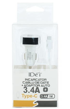Electronice și accesorii IT - Set incarcator auto si cablu de date Type-C 3.4A 1 M