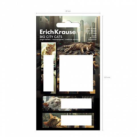 Index adeziv de pagina din hartie ErichKrause Big City Cats dimensiuni mixte 80 coli [1]