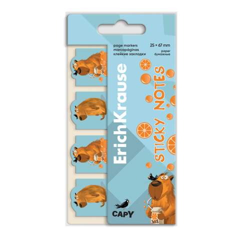 Notes și cuburi memo - Index adeziv de pagina din hartie ErichKrause Happy Capy 25 x 67 mm 80 coli