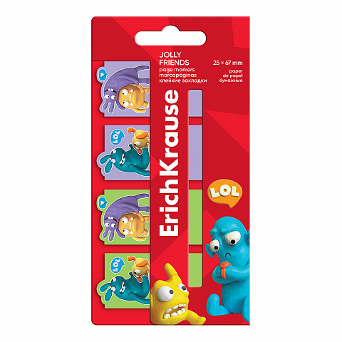 Index adeziv de pagina din hartie ErichKrause Jolly Friends 25 x 67 mm 80 coli [3]