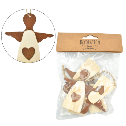 Noutăți Librăria Compas - Inger cu agatatoare lemn metal 7x1x8cm natur