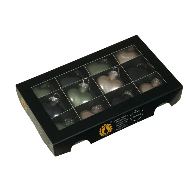 Noutăți Librăria Compas - Glob sticla inimă 4 cm Juniper set 12 bucati