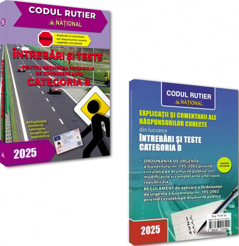 Noutăți Librăria Compas - Intrebari si teste Permis Auto Categoria B 2025 Pachet 2 in 1