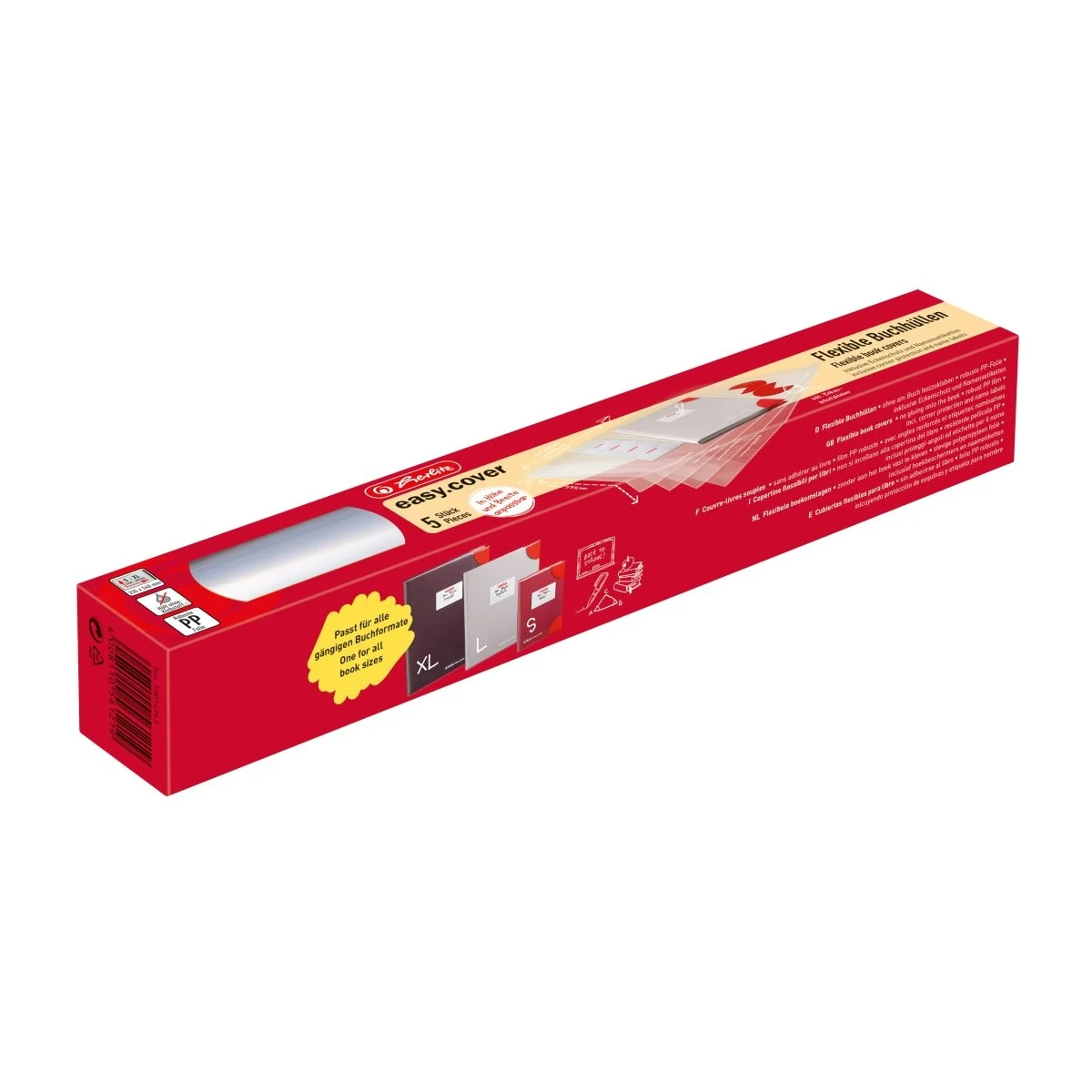 Folii de protecție - Invelitoare easy.cover PP ajustabila pe orice dimensiune set 5 Herlitz