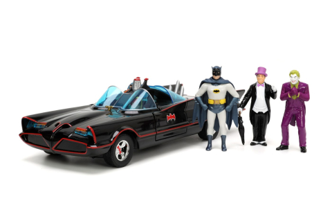 Set masina metalica Batmobile cu figurine Batman Robin The Penguin si The Joker [3]