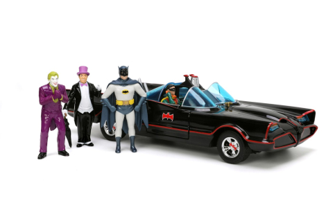 Set masina metalica Batmobile cu figurine Batman Robin The Penguin si The Joker [2]